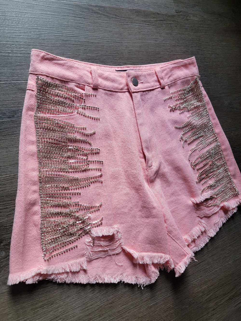 Bubblegum Pink Shorts With Rhinestone Tassel Size Medium